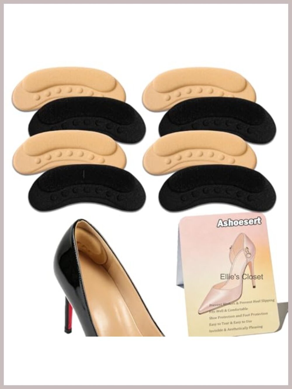 Heel Grip Pads for Shoes, Reduce Rubbing, Enhance Fit, Foam Inserts, 4 Pairs